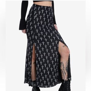 Social Collision Daggers Allover Print‎ Front Slit Maxi Skirt Hot Topic